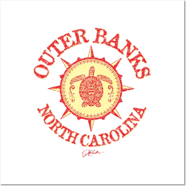 Outer Banks, North Carolina, Sea Turtle on Wind Rose Wall Art by jcombs